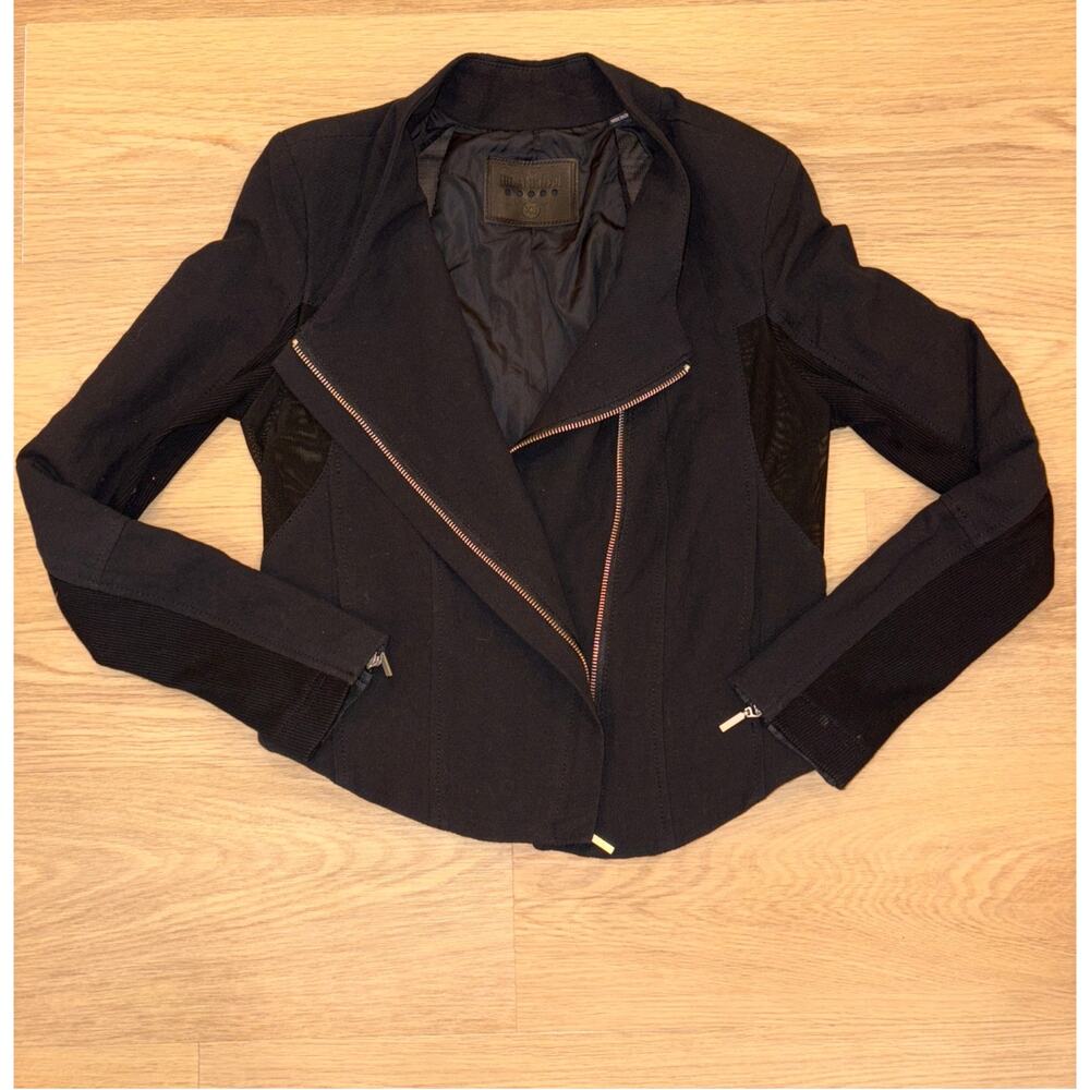 BlankNYC black moto jacket w/ mesh side panels womens size XS